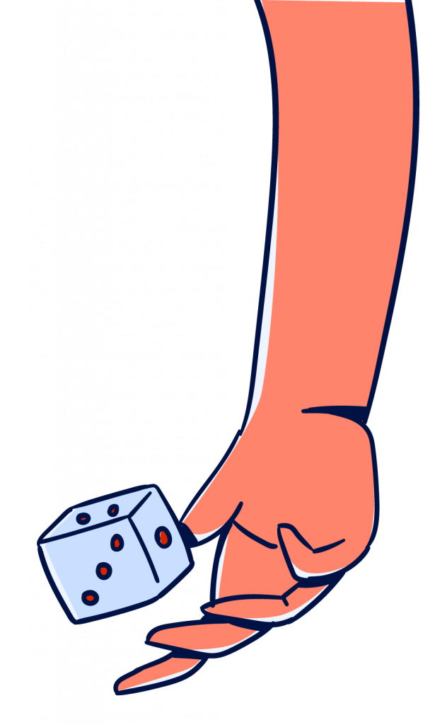 tangan memegang dadu