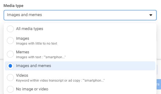cara menggunakan facebook ads library filter media
