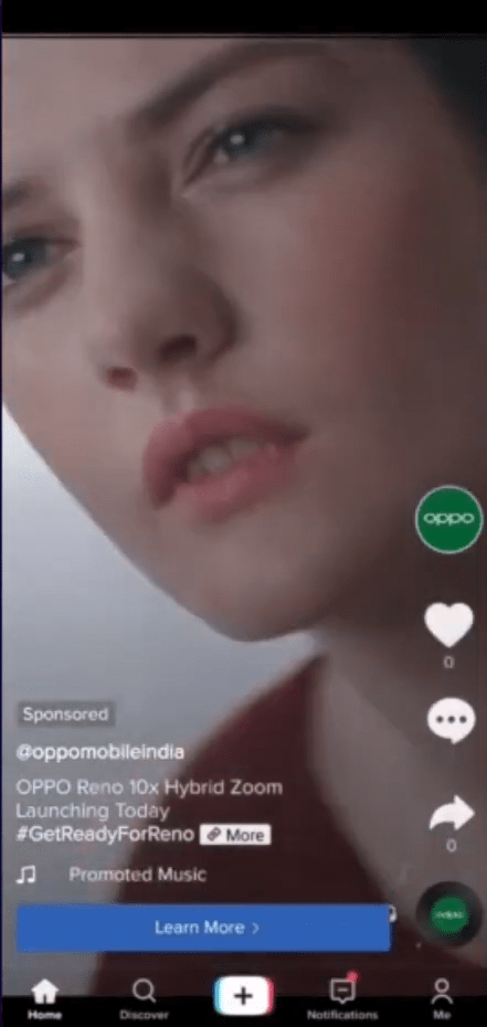 contoh topview ads tiktok oppo