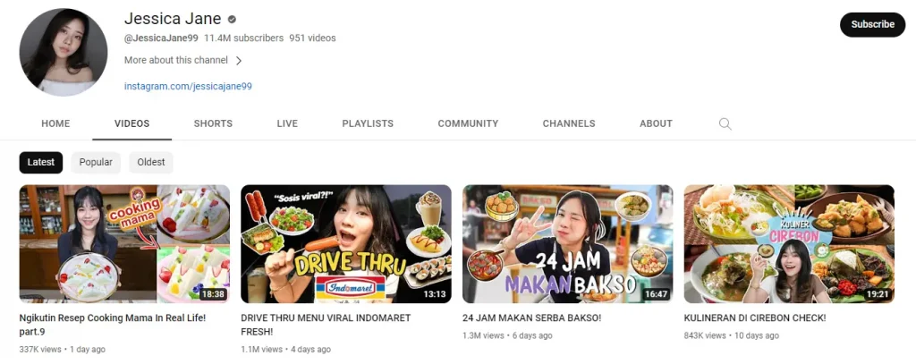 ide konten YouTube vlog Jessica Jane