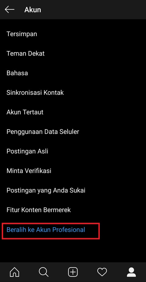 beralih ke akun bisnis di Instagram Marketing