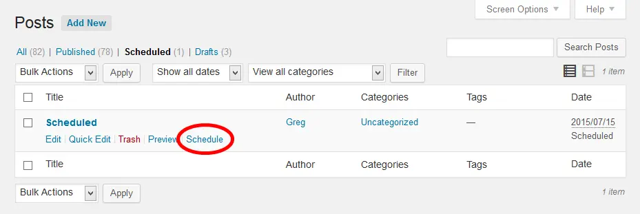 tampilan plugin Schedule Post Calendar